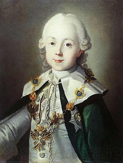unknow artist Portrait of Paul of Russia dressed as Chevalier of the Order of St. Andrew France oil painting art